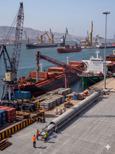Port cargo handling operation supporting efficient petroleum delivery